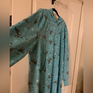 Aqua Blue Stars + Unicorns Torrid Fleece Onesie 2X/3X